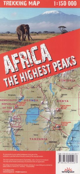 Afrika nejvyšší vrcholy trekkingová mapa 1: 150t - 12x24