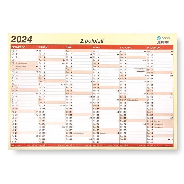 BOBO Kalendář lístkový 2024 A3 - 420 × 297 mm
