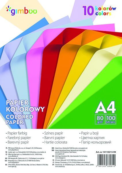 Barevné papíry A4 80 g - intenzivní mix