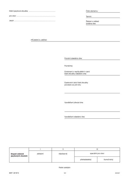 Desky na kandidátovu dokumentaci ke státní jazykové zkoušce pro JŠ - desky A4