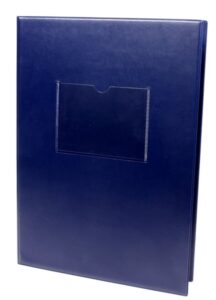 Desky na třídní knihy a výkazy s okénkem - modré - desky PVC A4 s okénkem