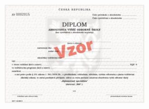 Diplom absolventa VOŠ pro tisk QR kódu - 280×210 mm