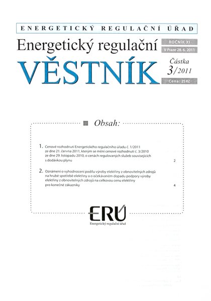 Energetický regulační věstník 003/2011