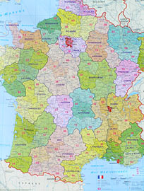 Francie Spediční nástěnná mapa 1: 1