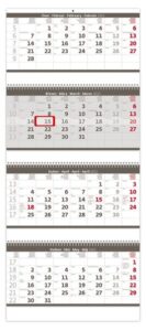 Kalendář nástěnný 2022 - Čtyřměsíční skládaný šedý - 31