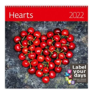 Kalendář nástěnný 2022 Label your days - Hearts - 30x30 cm