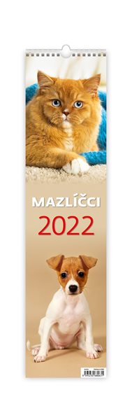 Kalendář nástěnný 2022 vázanka - Mazlíčci - 12x48 cm