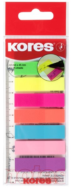 Kores Neonové záložky Index Strips na pravítku 45 × 12 mm