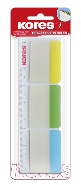 Kores Samolepicí záložky na pravítku 37 × 50 mm - 3 barvy