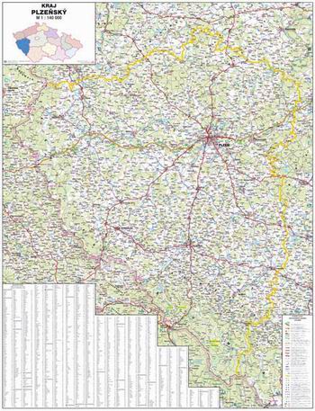 Kraj - Plzeňský -ZES- 1:140 000 - nástěnná mapa - 83x109cm(šířka)
