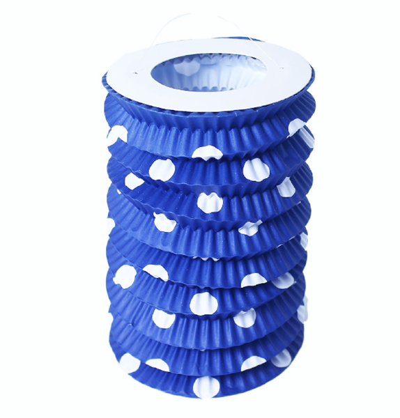 Lampion papírový modrý s tečkami 23 cm