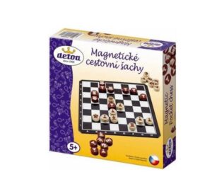 Magnetické cestovní šachy dřevo společenská hra v krabici 20x20x4cm