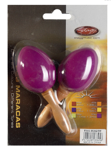 Maracas vajíčka s rukojetí - purpurové