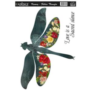 Nažehlovací obrázek na textil Cadence - květinová vážka