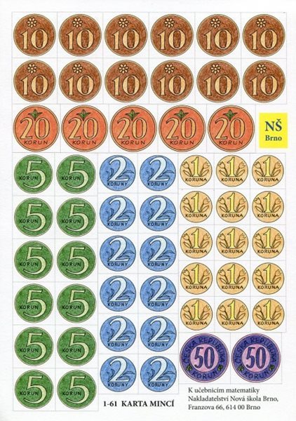 Papírové mince – karta - A4