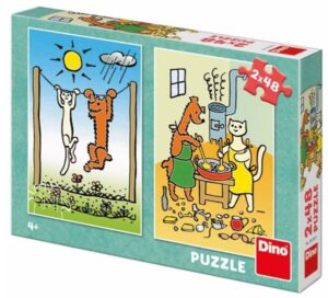 Puzzle Pejsek a Kočička 2x48 dílků
