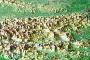 Rakousko - rámovaná reliéfní plastická mapa 77x57 cm - 77x57 cm