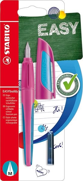 STABILO EASYbuddy Ergonomické školní plnicí pero - růžová/světle modrá