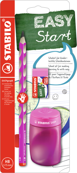 STABILO EASYgraph školní set P pro praváky - růžová (tužka HB