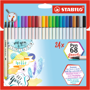 STABILO Pen 68 brush Vláknový fix - sada 24 barev