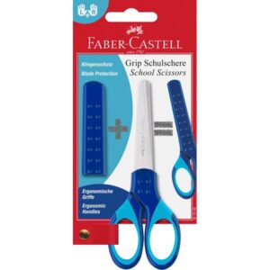 Školní nůžky Faber-Castell Grip na blistru - modrá