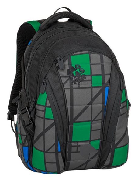 Studentský batoh Bagmaster - BAG 8 H BLACK/GRAY/GREEN