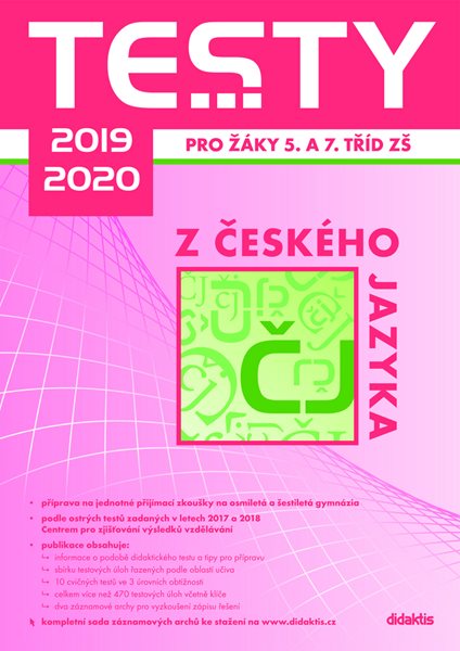 Testy 2019-20 z Českého jazyka pro žáky 5. a 7. tříd ZŠ - 215 x 300 mm