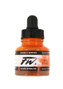 Umělecká akrylová tuš Daler Rowney 29,5 ml – Flame Orange