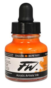 Umělecká akrylová tuš Daler Rowney 29,5 ml – Fluo  Orange