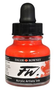 Umělecká akrylová tuš Daler Rowney 29,5 ml – Fluo Red