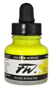 Umělecká akrylová tuš Daler Rowney 29,5 ml – Fluo Yellow