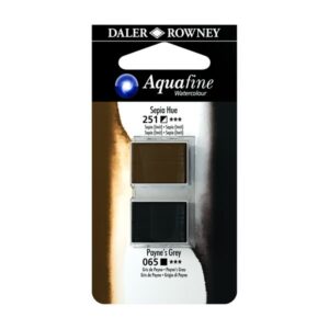 Umělecká akvarelová barva Daler-Rowney Aquafine - dvojbalení - Sépiova hněď/ Paynova šedá