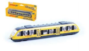 Vlak žlutý RegioJet kov/ plast 17cm na volný chod