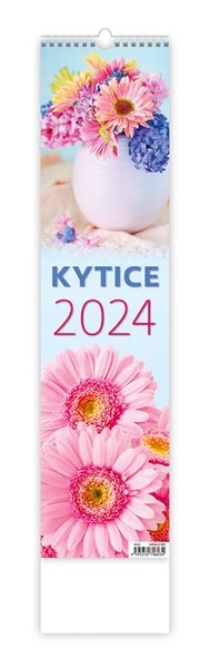 Kalendář nástěnný 2024 vázanka - Kytice - 12x48 cm