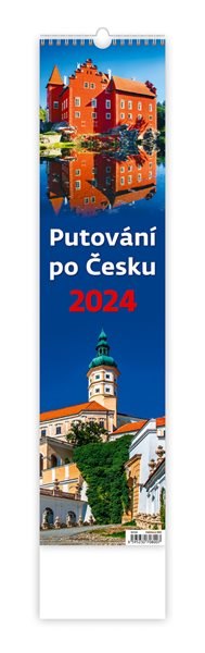 Kalendář nástěnný 2024 vázanka - Putování po Česku - 12x48 cm