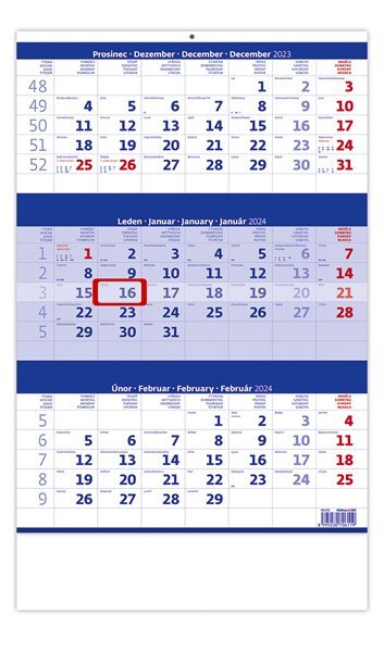 Kalendář nástěnný 2024 - Tříměsíční modrý - 31