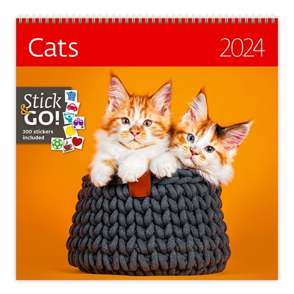 Kalendář nástěnný 2024 Label your days - Cats - 30x30 cm
