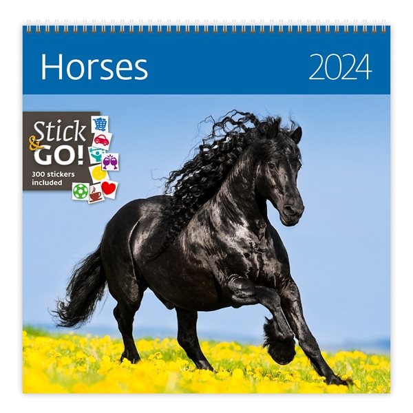 Kalendář nástěnný 2024 Label your days - Horses - 30x30 cm